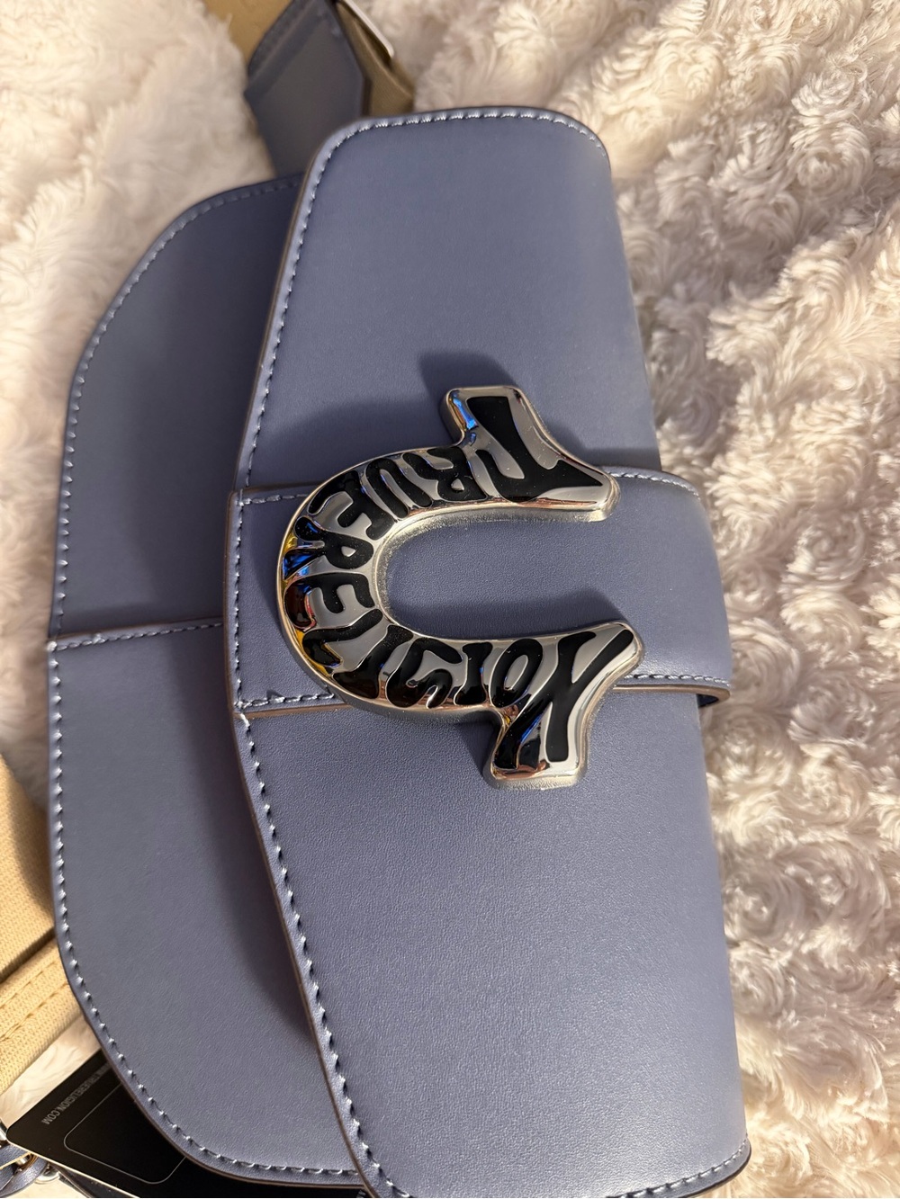 True Religion Lavender Crossbody Bag with Silver Logo